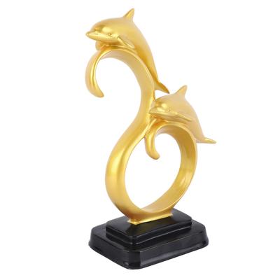Delfin Figur Goldfarbe Elegant Schlicht Langlebiges Harz Weit verbreitet Delfin Deko für Familie