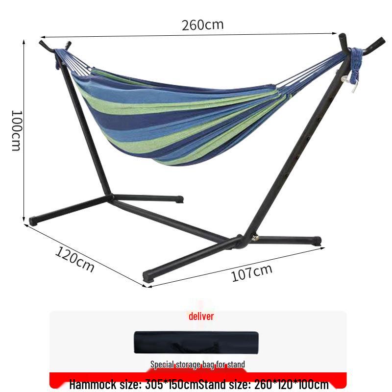 Double Outdoor Canvas Hammock: Lightweight, Anti-Roll, Detachable Stand for Camping & Children's Swing Chair