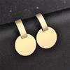 Gold Round Piece Dangle Earrings for Women Metal Exaggerated Hiphop Drop Earrings Punk Personality Ear Jewelry