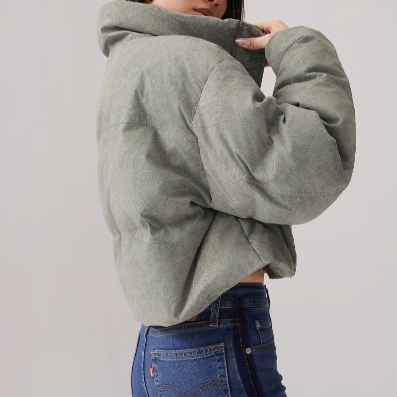 Levis Simple Comfortable Stylish Short Down Jacket Women Jackets Green 002Q5-0000