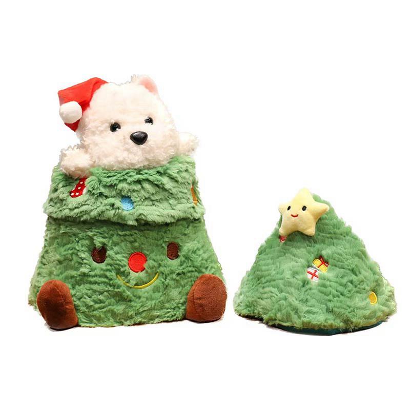 Christmas Tree Dog Plush Toy With Hidden Puzzle For Kids And Adults