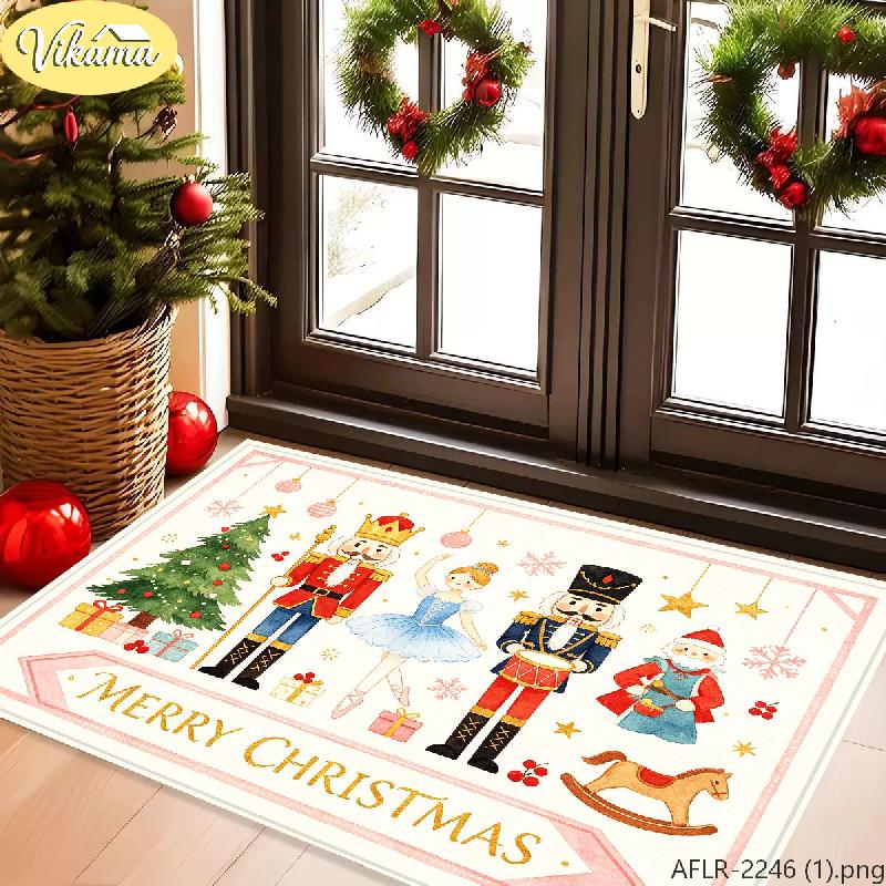 Christmas Nutcracker Ballet Story Doormat, Merry Christmas Welcome Rug, Non-Slip Entryway Doormat, Home Decor