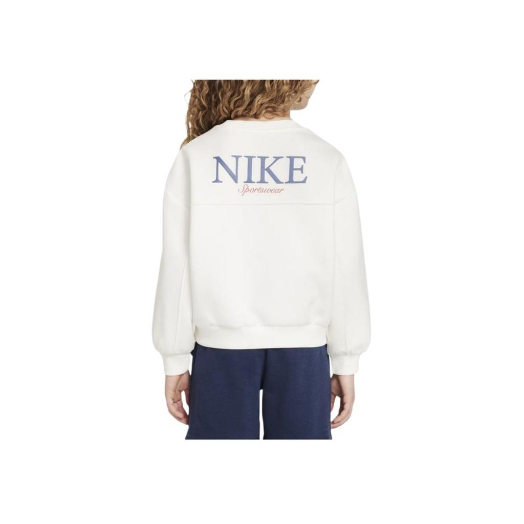 Nike Swoosh Sportswear Crewneck Pullover Casual Comfort Kids Tops Sail-White IB8433-133