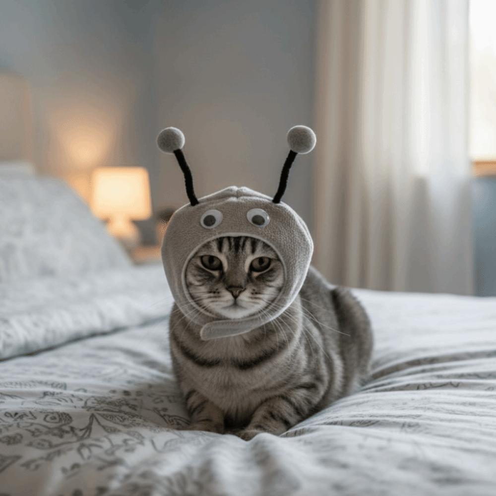Funny Warm Cat Bee Headdress Adjustable Cartoon Pet Cosplay Hat with Active Eyes Dog Head Cover Winter