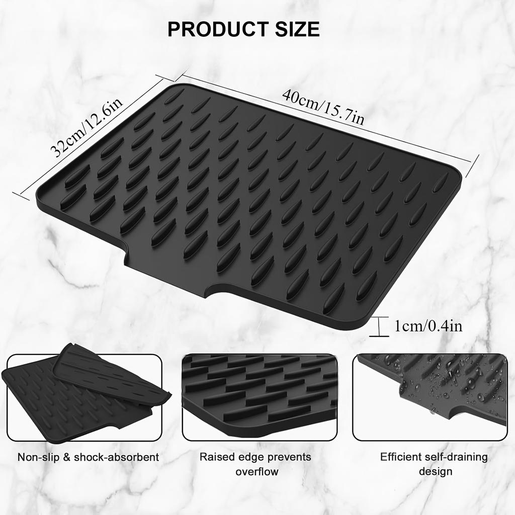 1pcs Silicone Kitchen Sink Drying Mat Non-Slip Dish Drying Rack Water Drainage Pad for Countertops