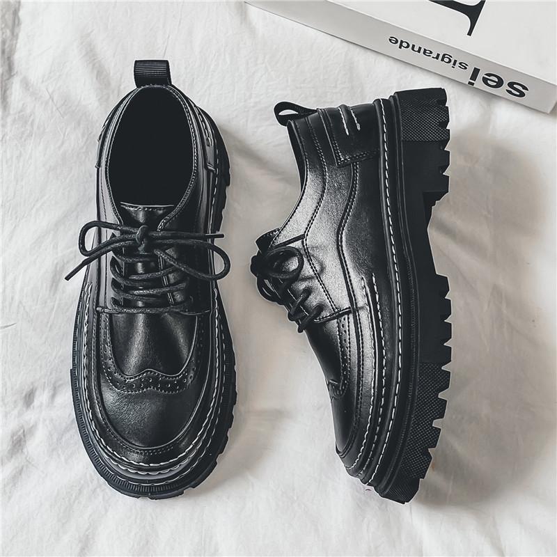 

Мужские черные кожаные туфли-броги — летние, формальные/повседневные, в британском стиле, молодежные, с мягкой поверхностью, визуально увеличивающие рост. 43 чёрный