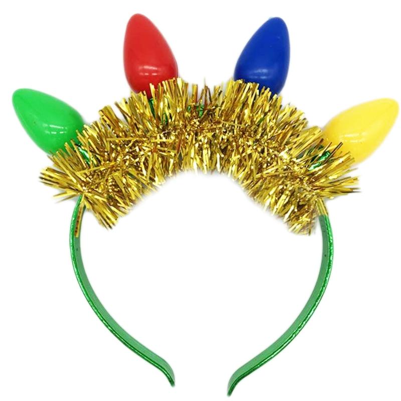 Weihnachts-LED-Glühbirnen-Stirnband Leuchtet im Dunkeln Partyzubehör Leuchtende Kopfbedeckung Haarschmuck für Frauen Mädchen