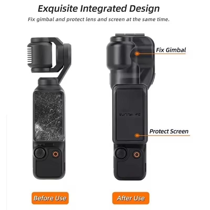 For DJI Pocket 3 9H HD Tempered Glass Magnetic Suction Bracket Hand Band Protect Case Frame Plastic Lens Cap Silicone Fixed Base