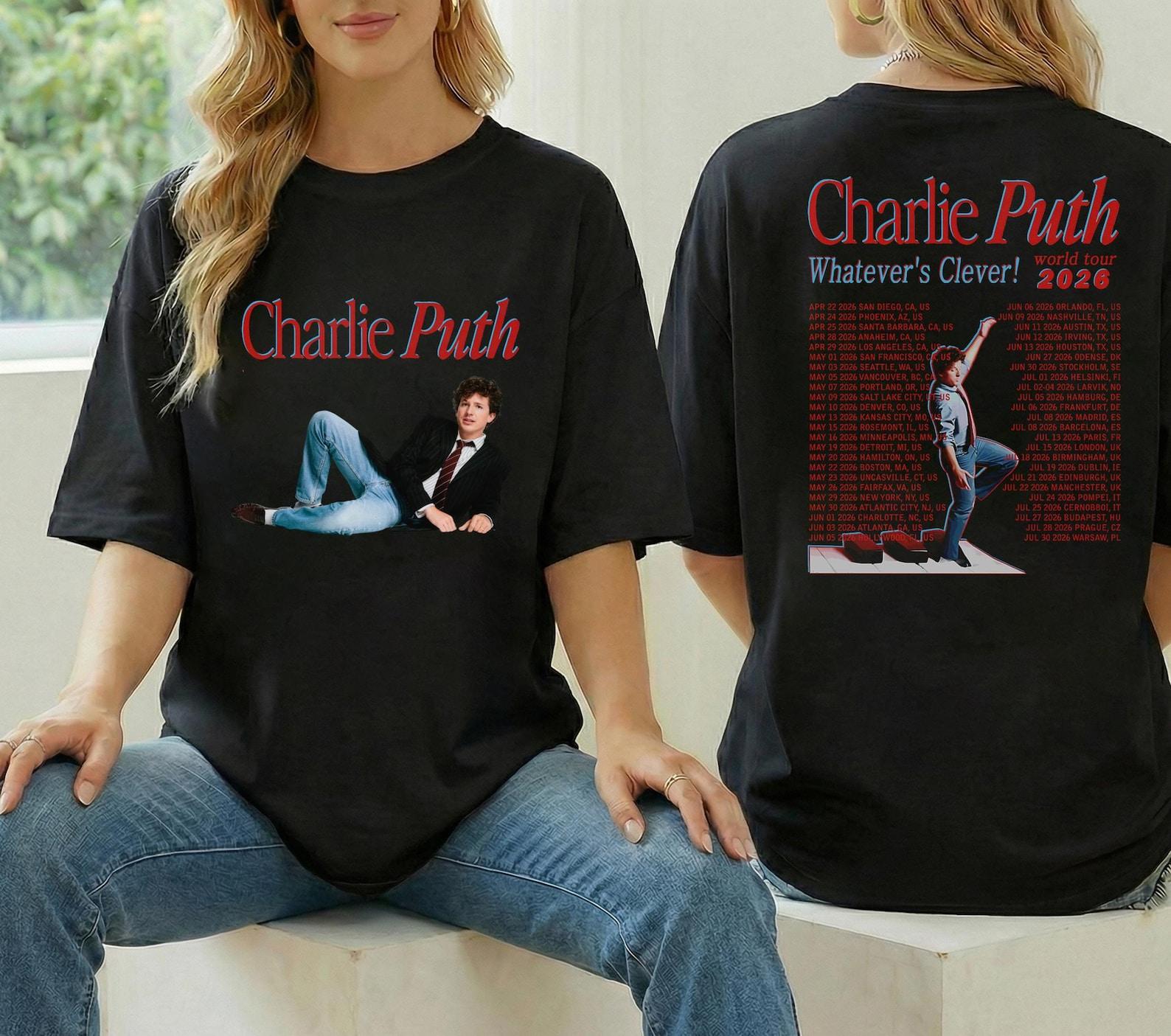 Charlie Puth Whatevers Clever Tour 2026 Shirt, Charlie Puth Fan Mech, Charlie Puth Graphic Tee, Charlie Puth Concert, Charlie Puth Shirt 4XL