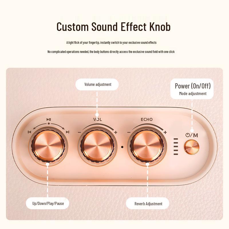High Volume Retro Bluetooth KTV Microphone Speaker with Subwoofer for Home & Outdoor Use