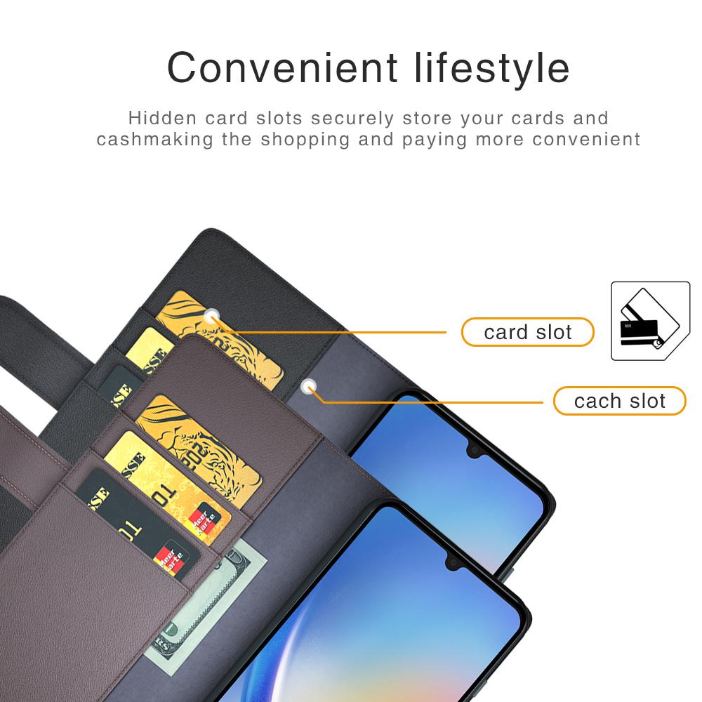 For Samsung Galaxy A34 5G Case Genuine Split Leather Phone Cover with Wallet Stand