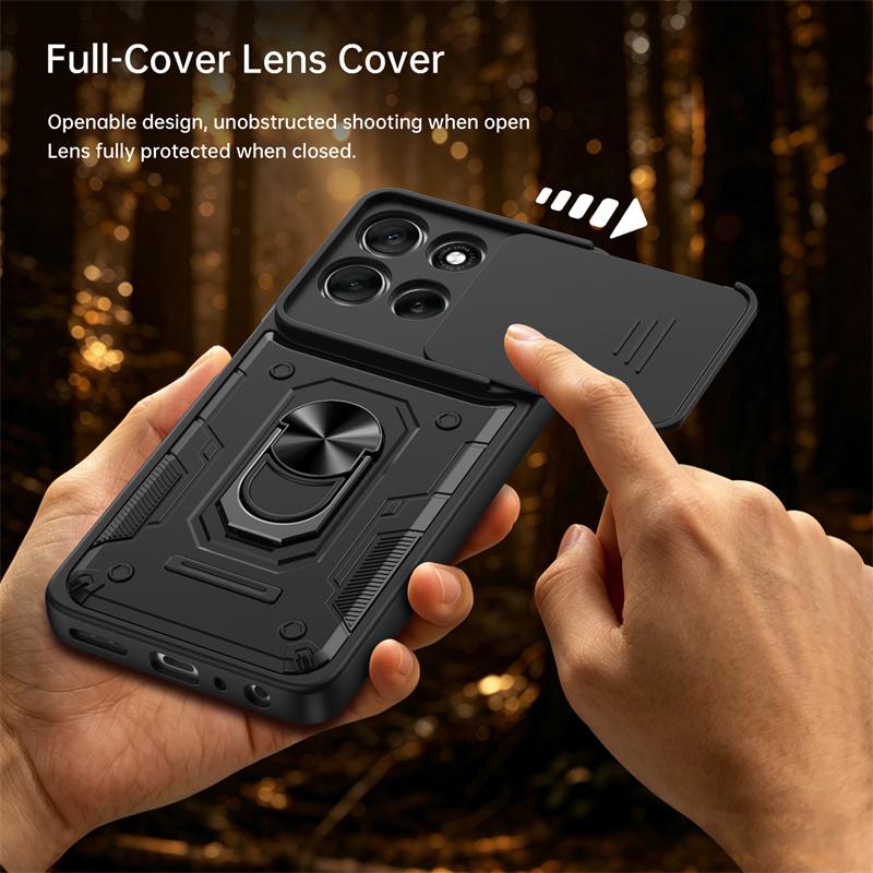 Funda For Motorola Signature Case Slide Camera Armor Cover For Moto Edge 50 60 70 Fusion Pro Magnetic Ring Holder Stand Coque