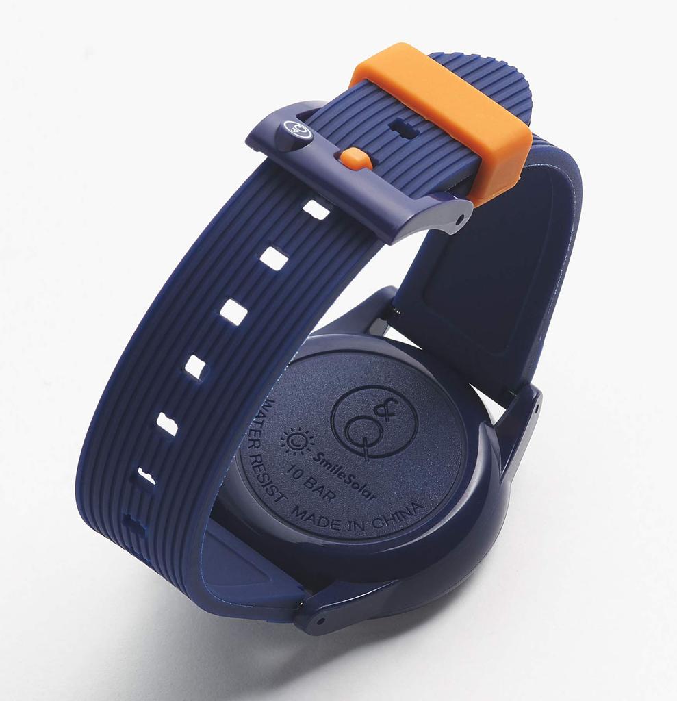 SmileSolar Smile Analoguhr mit wasserdichtem Urethan Marineblau Q&Q (Q&Q Solar) Damen Solarbetriebenes Armband, RP26J017,
