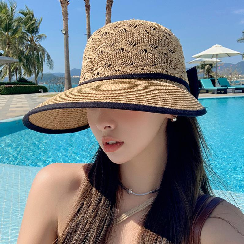 Women's Luxury Large Brim Sun Protection Straw Hat for Summer Beach Vacations