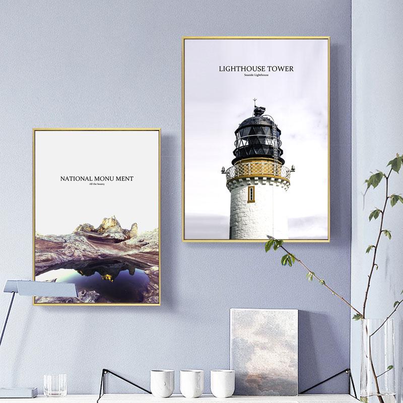 Nordic Landscape Canvas Paintings Modern Lighthouse Road Poster Wall Decoration Mountain Pictures for Home Design Room Decor