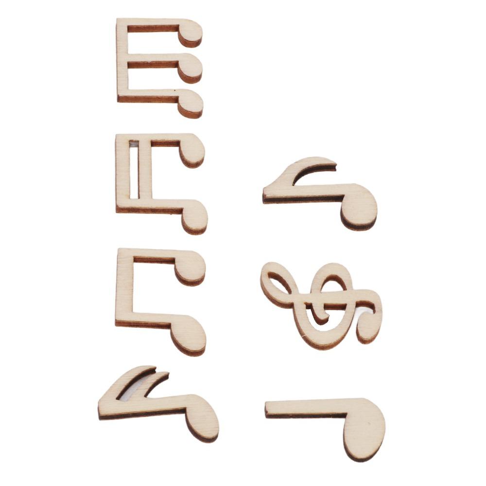 100pcs Unfinished Wood Musical Note Wood Pieces Mixed Decorative Wood Pieces Wooden Music Note Easy Painting