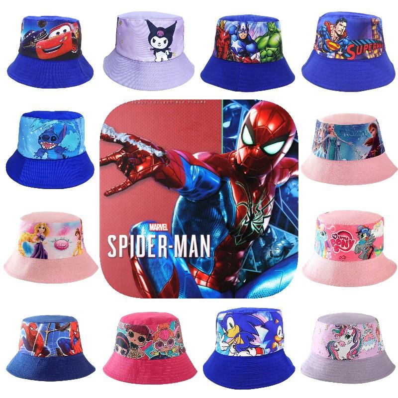 Cartoon Kids Fishing Hat With Sun Protection In Cars Stitch Spiderman And More!