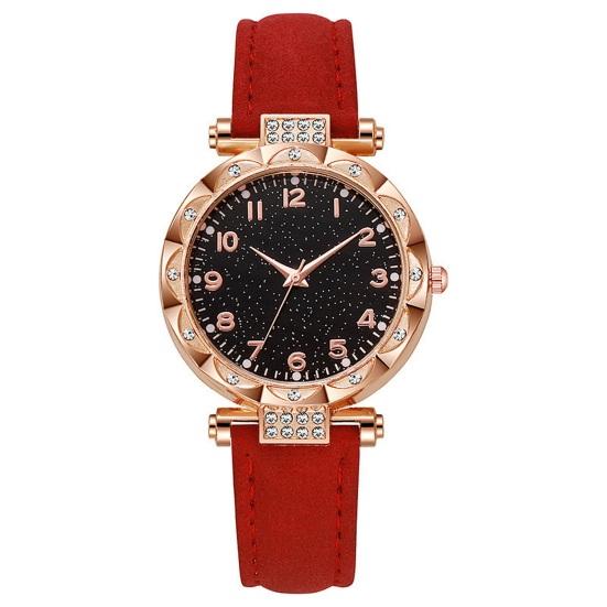 Quarz-Armbanduhr für Damen Leuchtend Kompakt Elegante Arabische Ziffern Uhr Einfache Nachtablesung Strasssteine Uhr für Studenten Büro Party Geschenke
