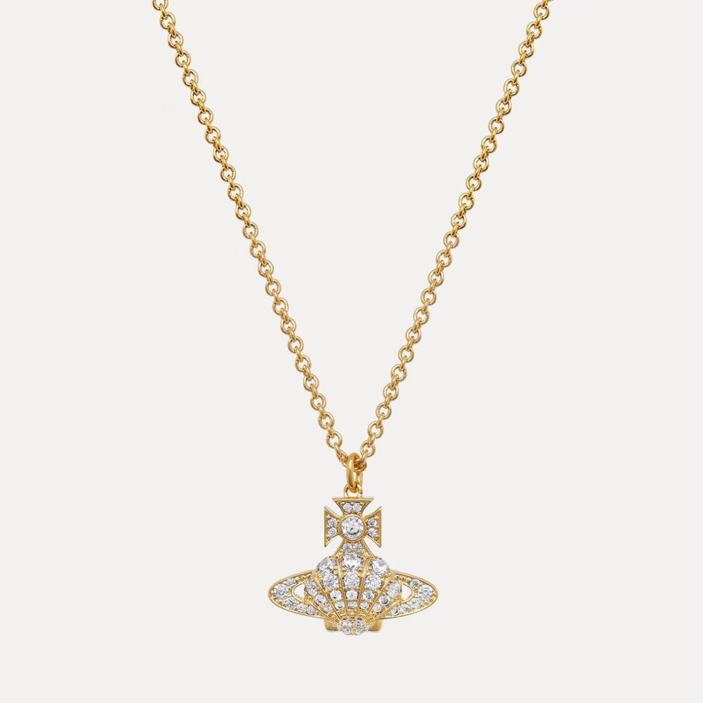 Vivienne Westwood Diamond Shell Saturn Jewelry Set: Necklace, Bracelet, and Earrings – Women's Luxury Versatile Collection.