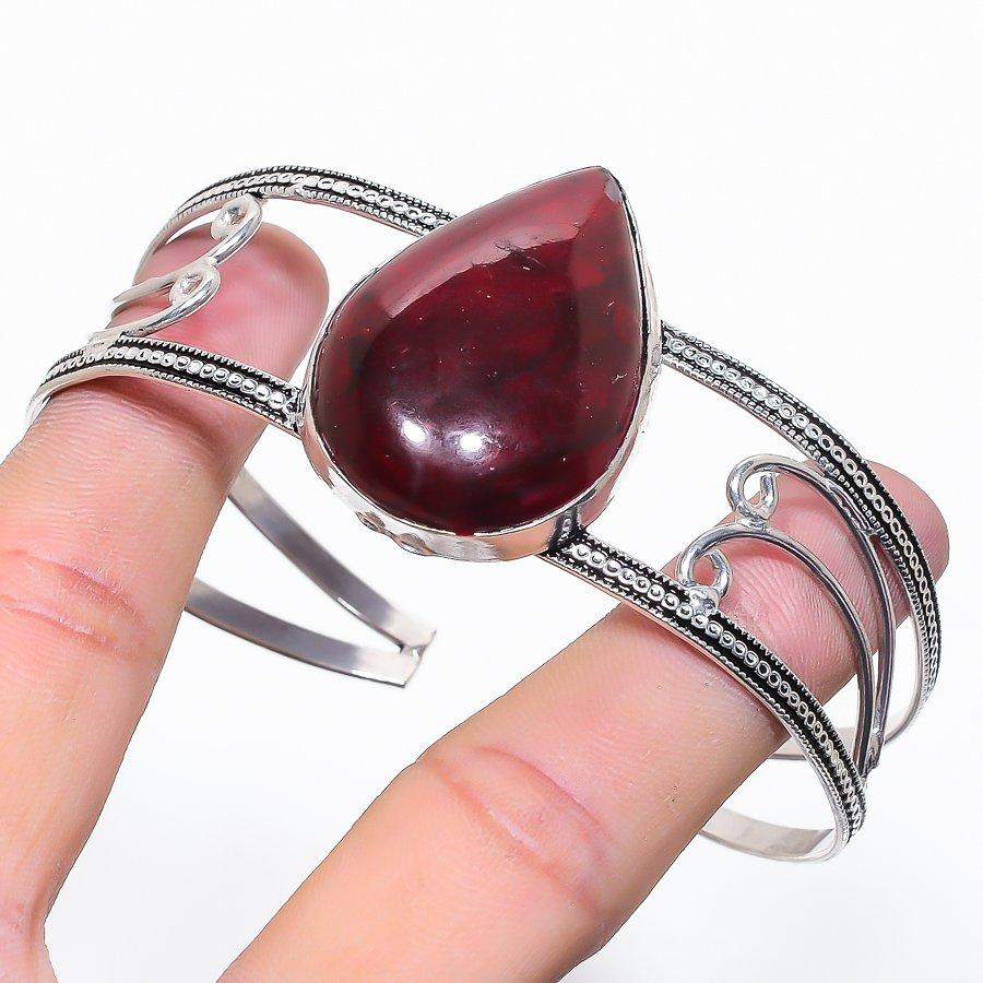 

Red Labradorite Gemstone 925 Sterling Silver Cuff Bangle Adjustable