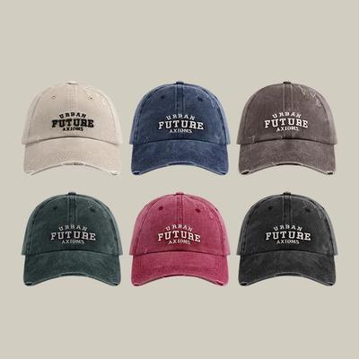 Trendy Fashion Hole Washed Old Baseball Cap Spring and Summer Street Versatile Men's and Women's Green Sun Hat
