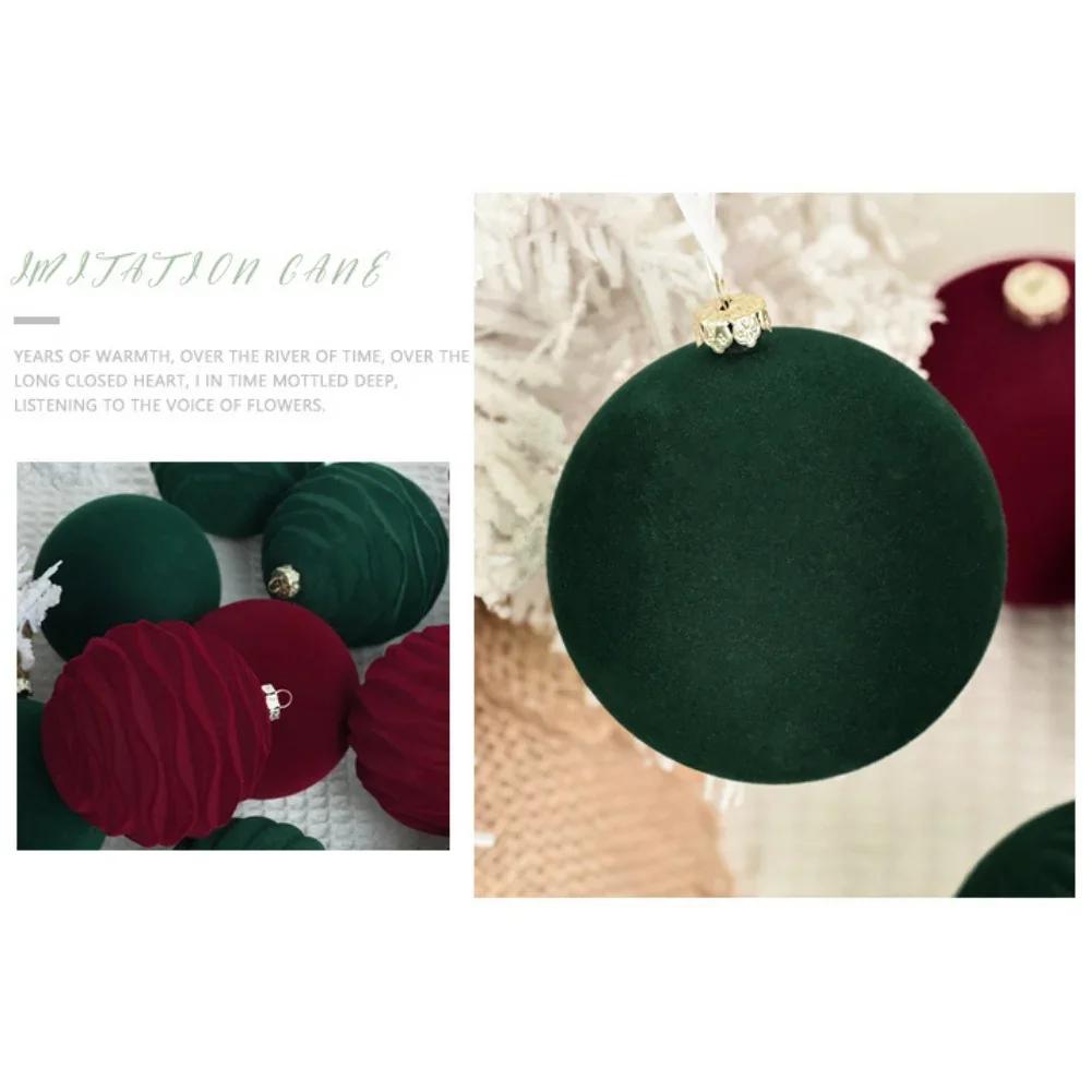 New 12Pcs/Box 8cm Velvet Christmas Ball Pendant Xmas Tree Ornament with Hanging Loop Christmas Hanging Decoration for Home Party