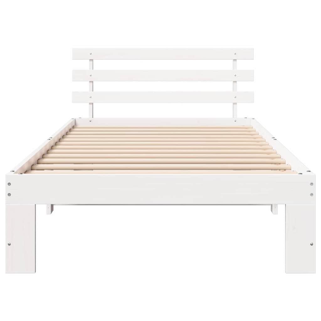 Bed Frame with Headboard White 80 x 200 cm Solid Pine Wood