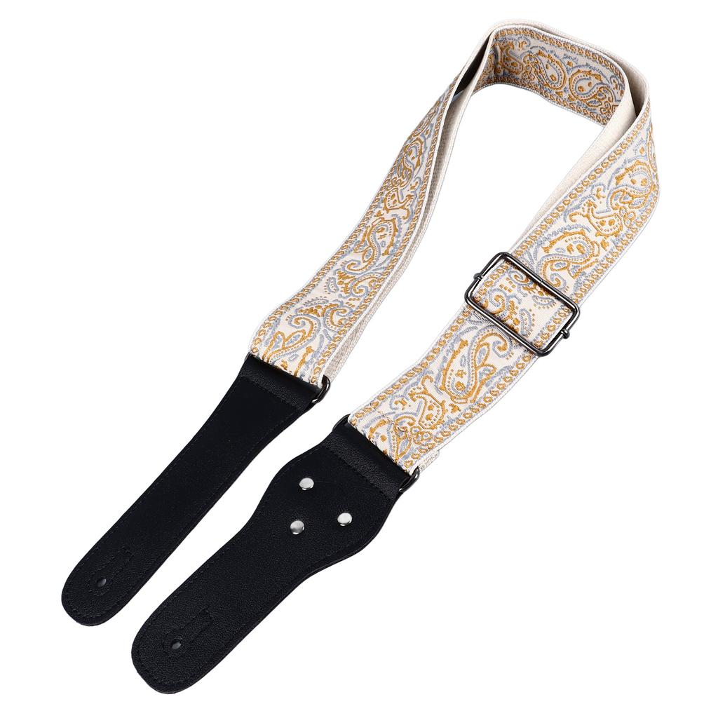 Guitar Strap Embroidery Widened Adjustable Shoulder Strap with Picks for Acoustic Electric Guitar