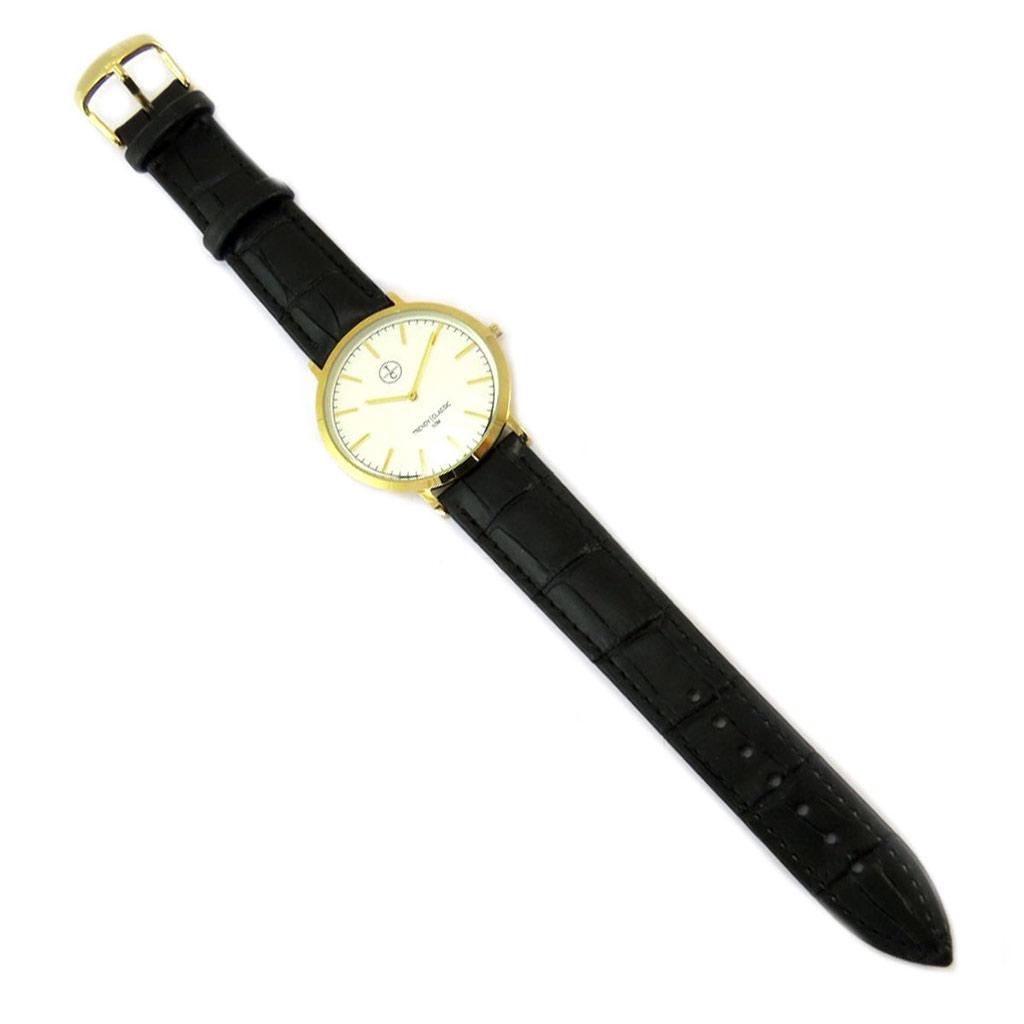 Trendy [P5333] - Waterproof Watch 'Trendy' Black Croco White Gold (slim)