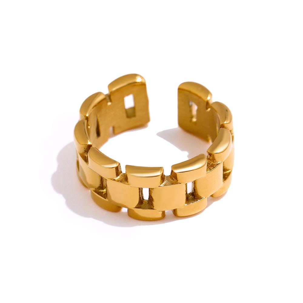 

Yhpup Stainless Steel Jewelry Charm Metal Golden Chain Ring for Women High Quality 18 K Rope bague acier inoxydable Waterproof 7