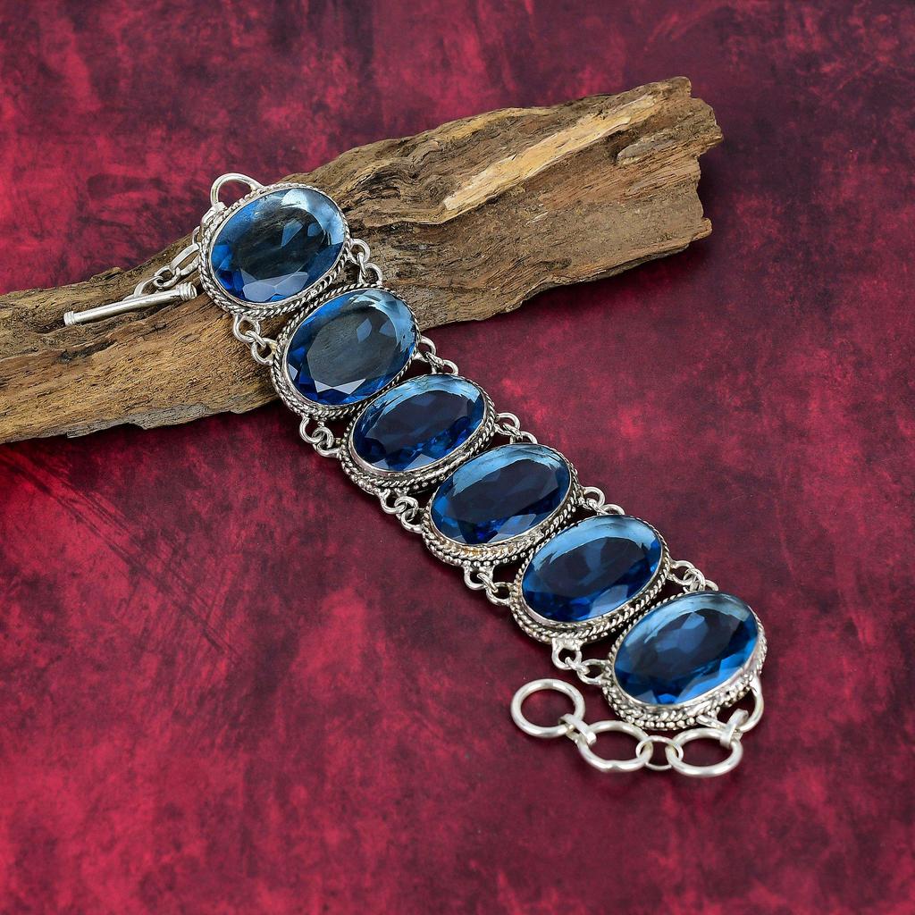 Tanzanite Gemstone Jewelry, 925 Solid Sterling Silver Bracelet Jewelry, Handmade Beautiful Jewelry With Adjustable Chain Bracelet For Her