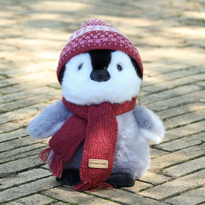 Peluche Pinguino con Sciarpa e Cappello per Bambine e Bambini Regalo 18cm 23cm