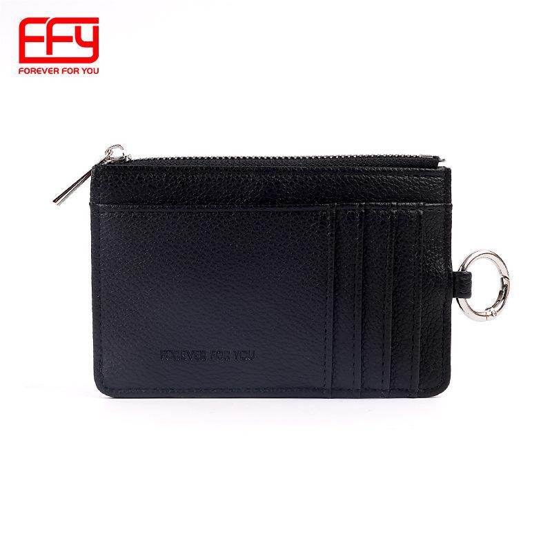 

Женский тонкий кошелек из искусственной кожи - узор личи, несколько отделений для карт, изысканный дизайн, популярен в Японии и Корее null чёрный