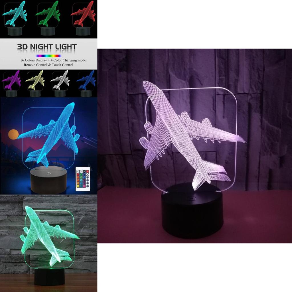 Airplane Usb Night Lamp With Remote Control And Multicolor Lighting For Kids Room