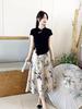 Summer 2026 New Chinese Style Two-Piece Set: Short Sleeve T-shirt & Half Skirt for Middle East, Europe, and America