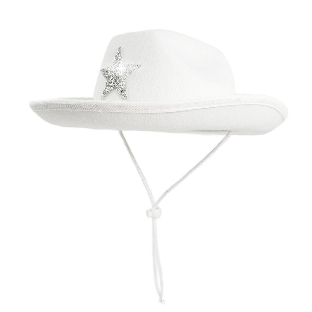 Children's Star Rhinestone Cowboy Hat Kids Cosplay Costume Prop Dress-up Jazz Hat Wide Brim Western Cowgirl Hats Party Headwear