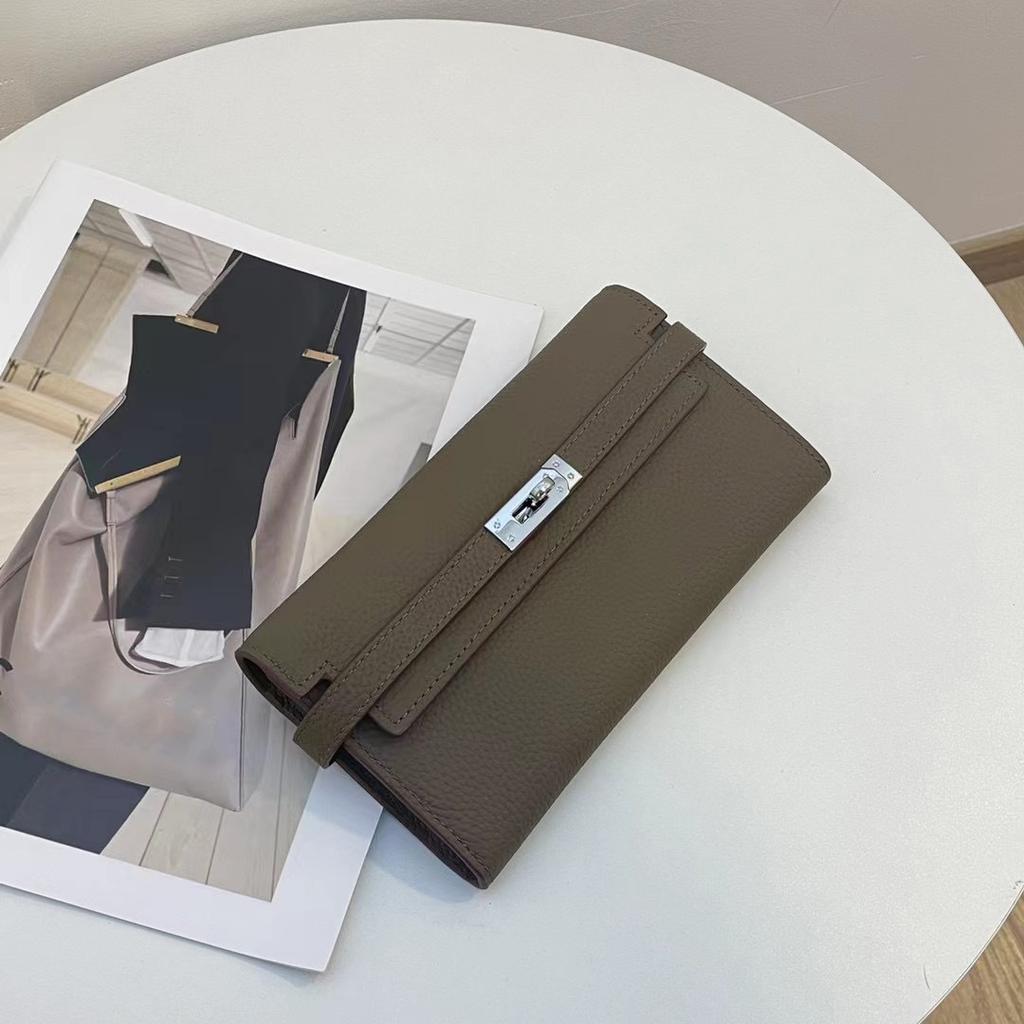 Prabangios moteriškos piniginės iš natūralios odos, aukštos kokybės, pagamintos iš pirmo karvės odos sluoksnio, ilga piniginė sidabro spalvos užsegimu, nuostabi delninė be logotipo