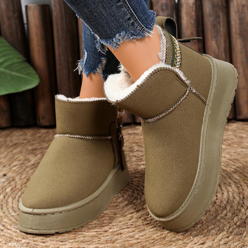 Fashion Winter Thicken Plush Snow Boots Women Side Zip Thick Sole Non Slip Cotton Padded Shoes Plus Size Comfort Platform Ankle Boots