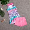 New Girls' Fish Scale Gradient One-Piece Swimsuit with Skirt for Children
