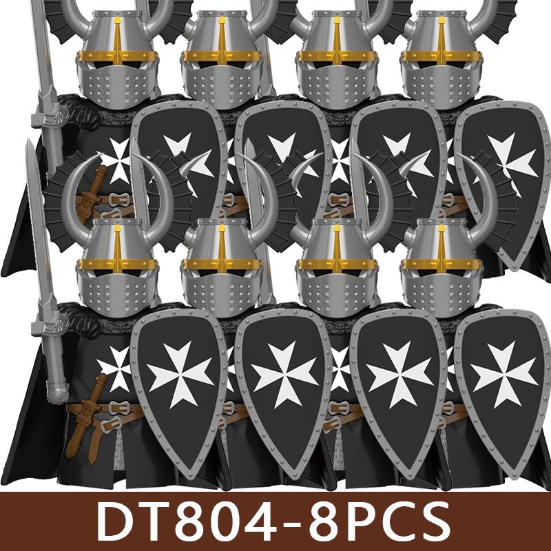 Medieval Roman Soldier Figures Building Blocks MIlitary Castle Warrior Hospital Templar Knight Flag Cloak Accessories Bricks Toy