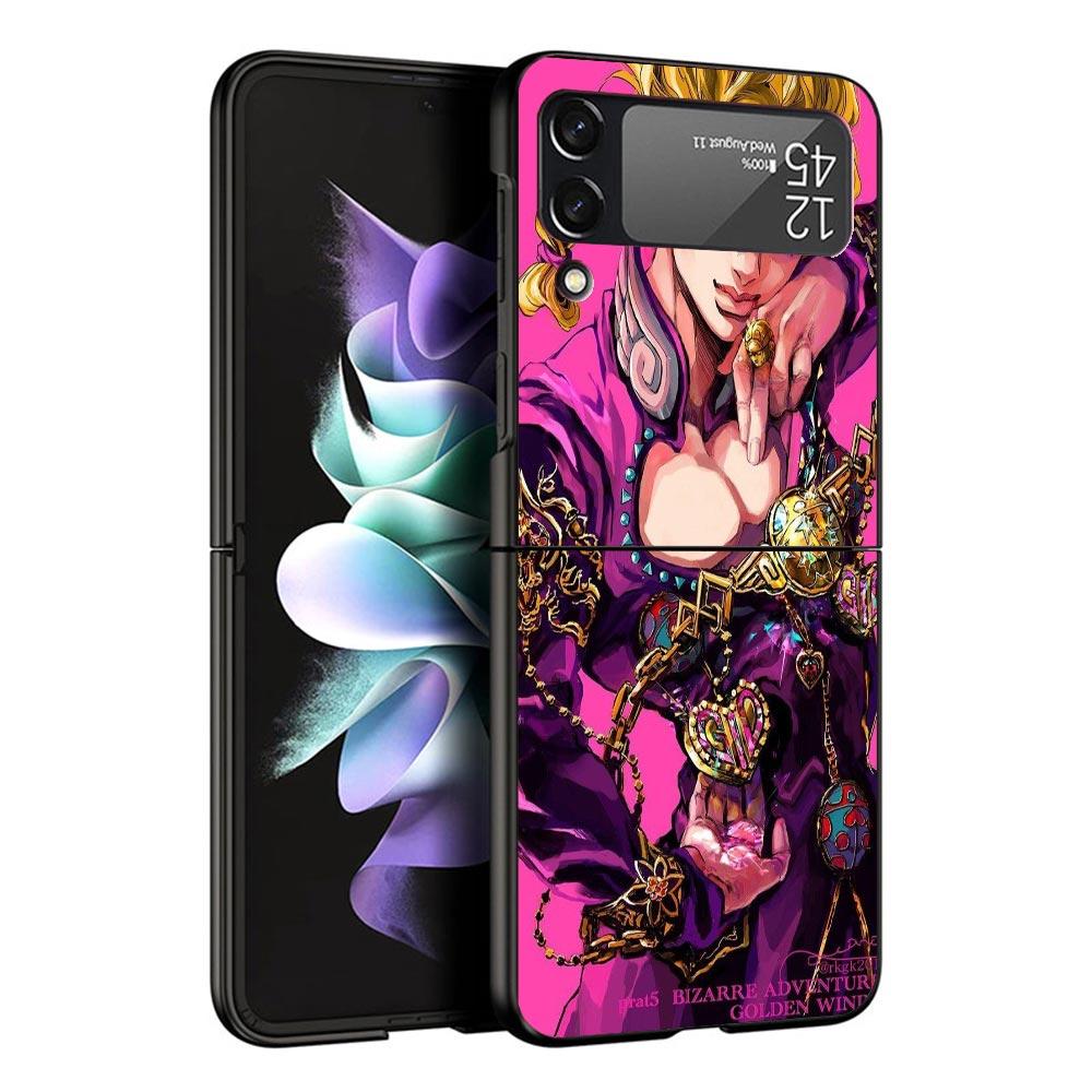 JoJo Adventure Giorno Giovanna Black Phone Case For Samsung ZFlip7 ZFlip6 ZFlip5 ZFlip4 ZFlip3 5G Hard Protective Galaxy Z Flip