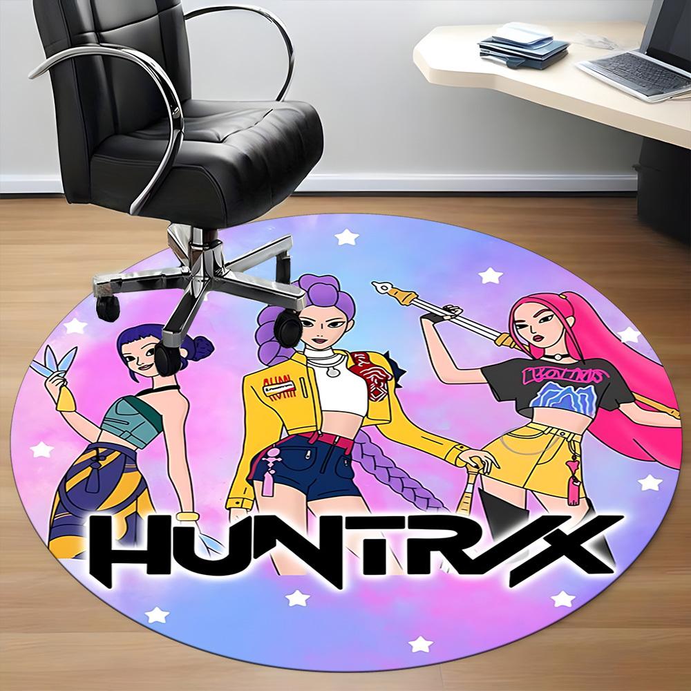 1pc Huntrix Chair Carpet for Office Non-Slip, Soft & Comfortable, Carpet for Office, Gaming, Lightweight Round Floor Mat yy251021043