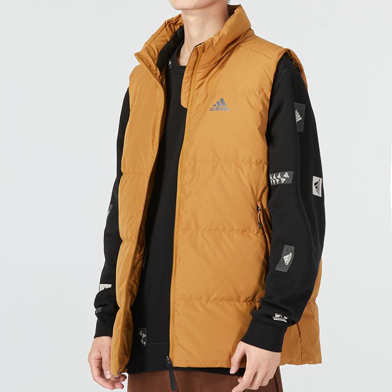 Adidas Sport Casual Stand Collar Down Vest Men Outerwear Brown HN4404