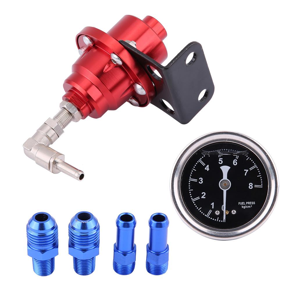 Aluminum Car 160psi 1: 1 Fuel Pressure Regulator Oil Gauge Kit (Black)