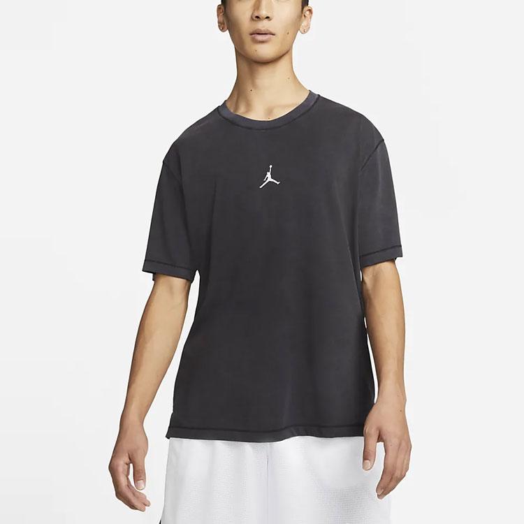 Jordan Logo Print Pullover Crew Neck American Vintage Short Sleeve Drop Shoulder T-Shirt Men T-Shirts Black DH8922-010