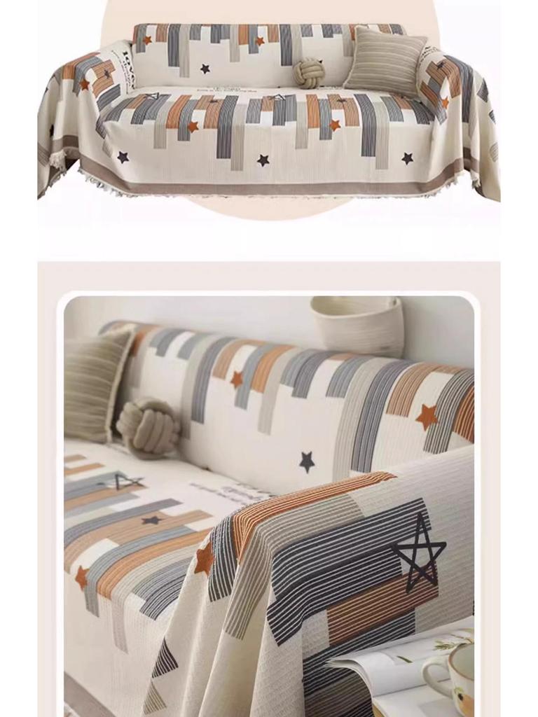 Waffle Sofa Slipcover: Full Cover, Anti-Slip, Anti-Cat Scratch, Universal, Four Seasons Blanket.