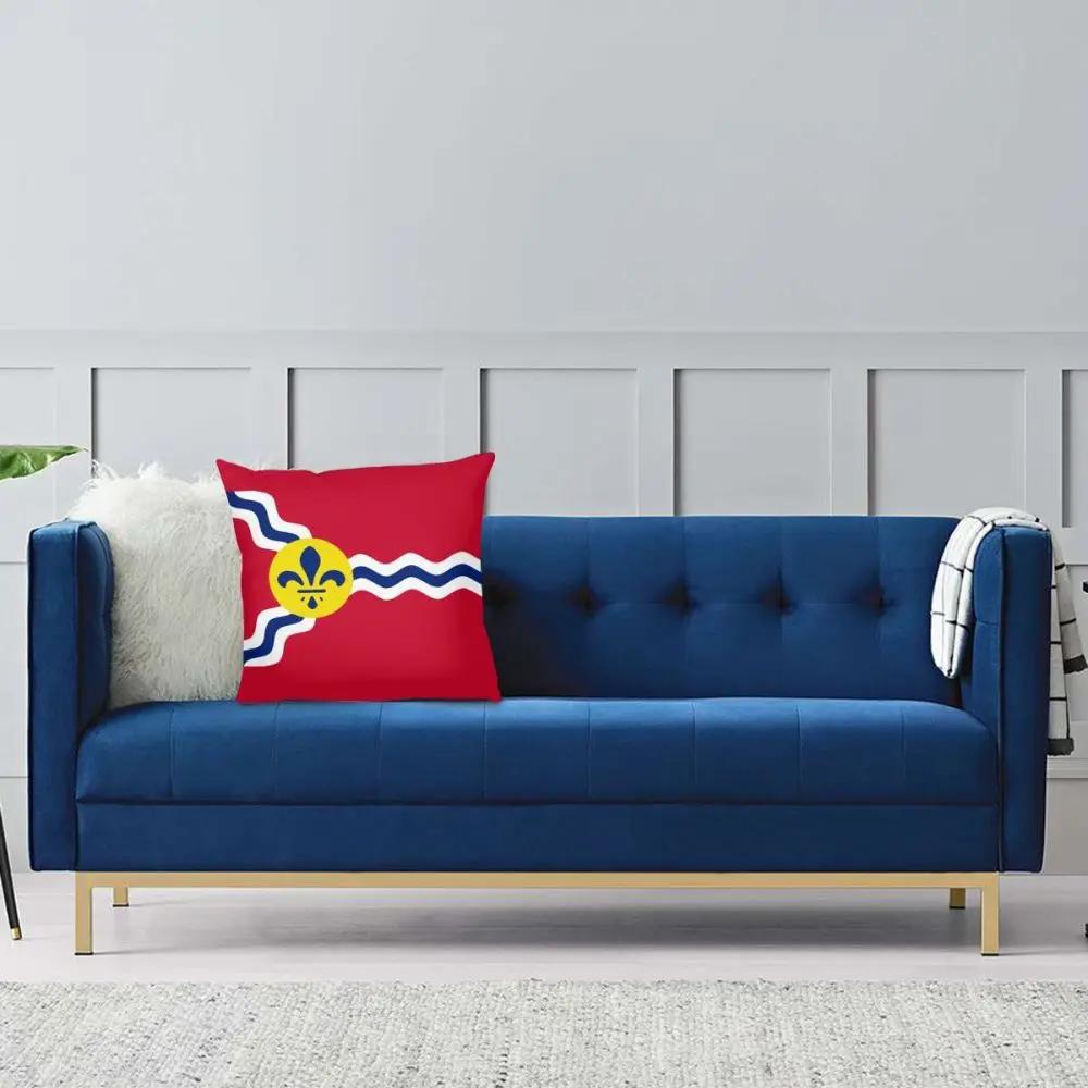 Flag Of St. Louis Square Pillow Case Cushions for Sofa Fleur De Lis Lily Flower Symbol Novelty Cushion Covers