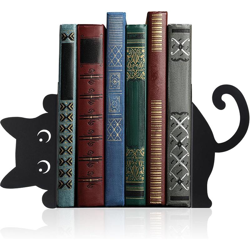 Cute Cat-Shaped Bookend, Desktop Bookshelf, Book Clip, Stationery Storage Book Stand, Home Desktop Decoration.