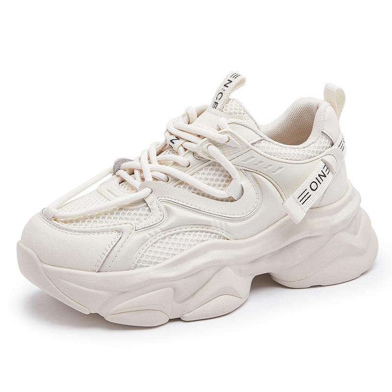 

Leather dad shoes women s platform 2025 spring new versatile casual little white shoes Korean version of heightening sports shoes running 40