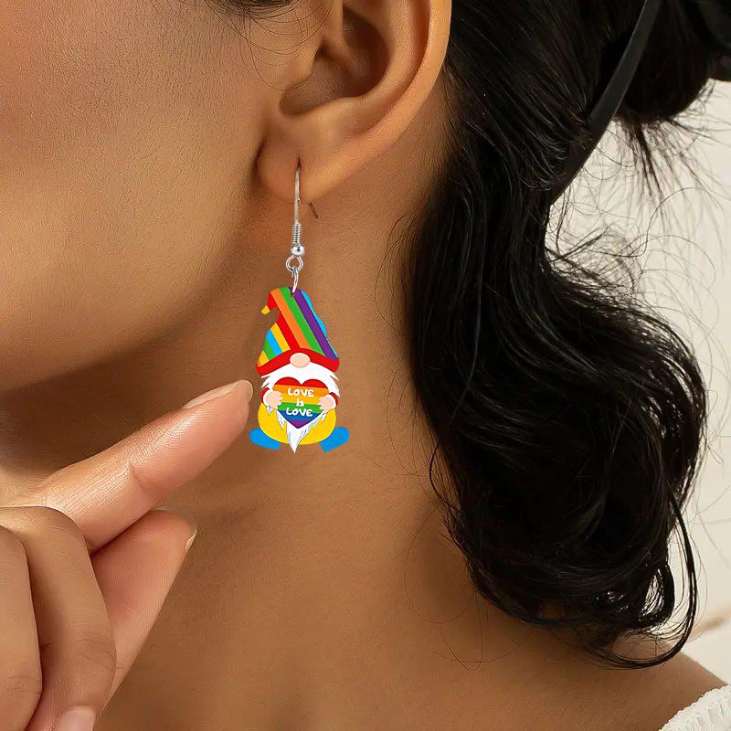 2D Flat Pride Earrings Rainbow Gnomes Acrylic Earrings Fashion Jewelry Elegant Earrings Party Earrings Holiday Gift for Friends Party Favor